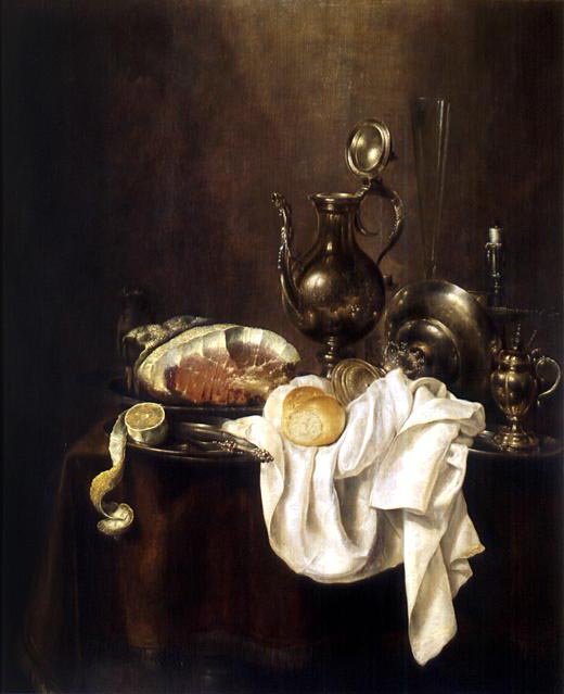 Ветчина и серебряная посуда — Виллем Клас Хеда [Willem Claesz Heda]